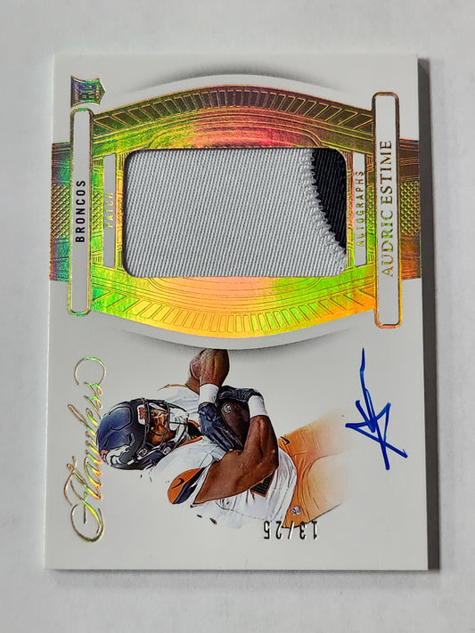 2024 Flawless Audric Estime # /25 Rookie Patch Auto Broncos RPA-AEE