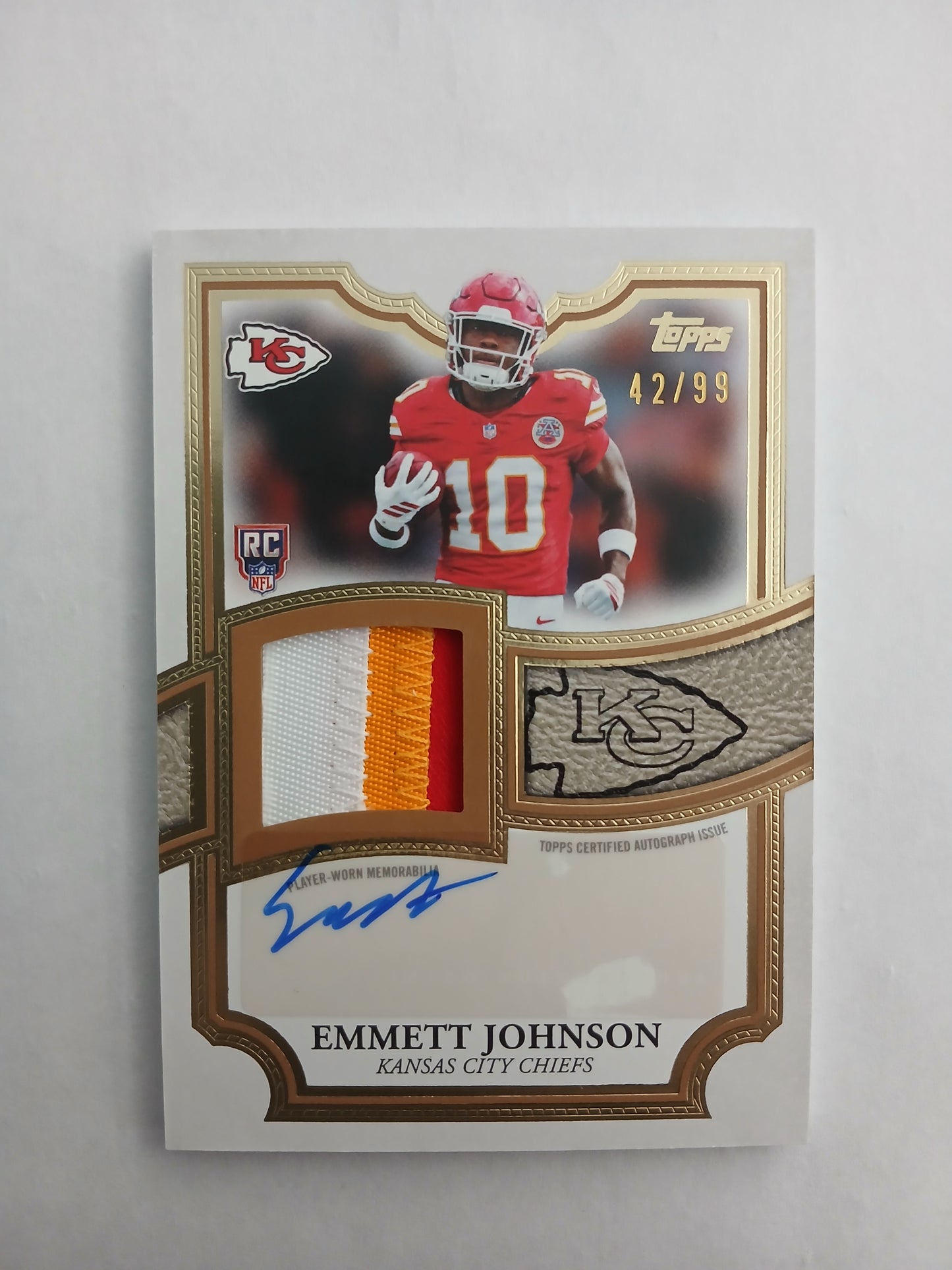 2026 Topps Flagship Emmett Johnson Rookie Triple Color Patch Auto #/99