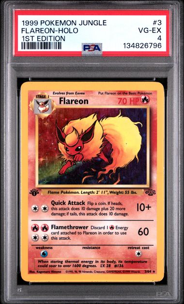 1999 POKEMON JUNGLE #3 FLAREON-HOLO 1ST EDITION PSA 4