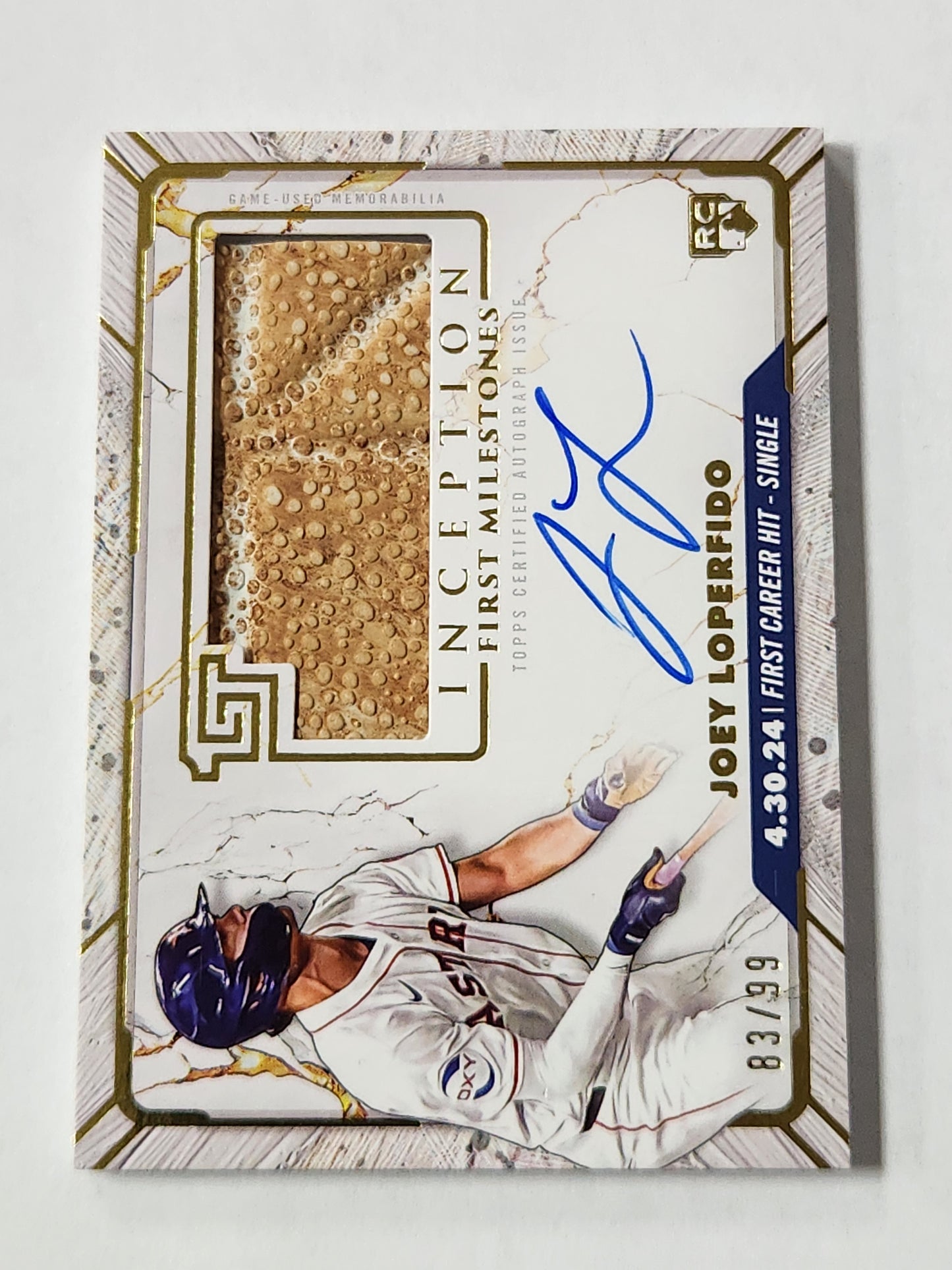2024 Topps Inception Joey Loperfido Milestones Auto RC First Hit Base # /99