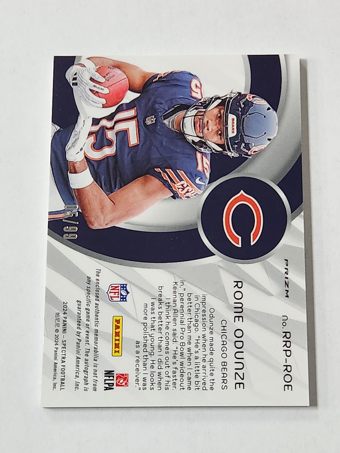 2024 Spectra Rome Odunze Radiant Rookies Patch Auto /99 Tri Color patch