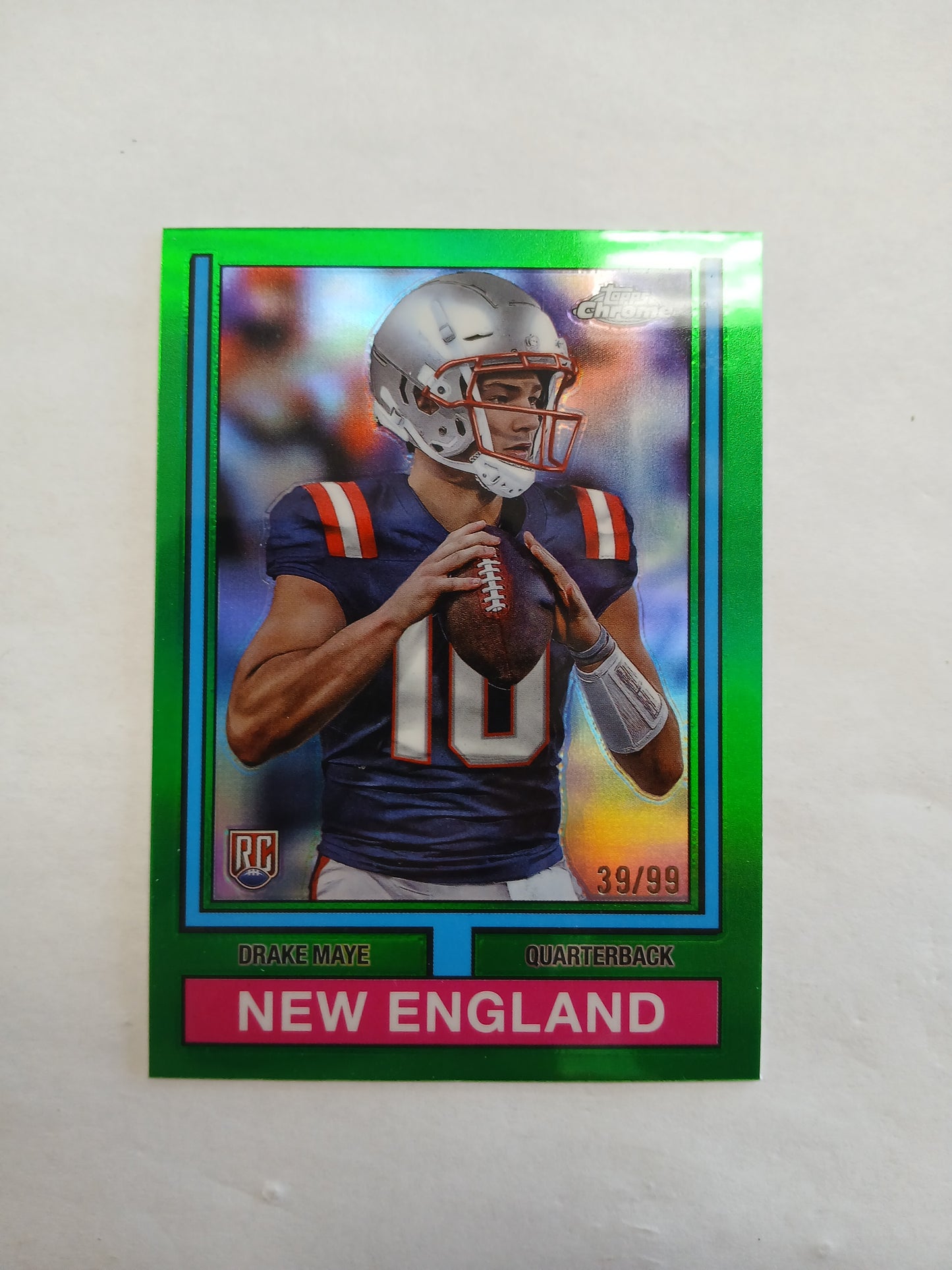 2024 Topps Chrome Drake Maye Rookie 1974 Throwback Green Refractor #/99