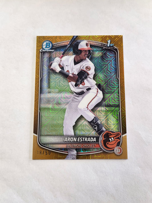 2025 Bowman Chrome Aron Estrada 1st Bowman Gold Mojo Refractor #/50