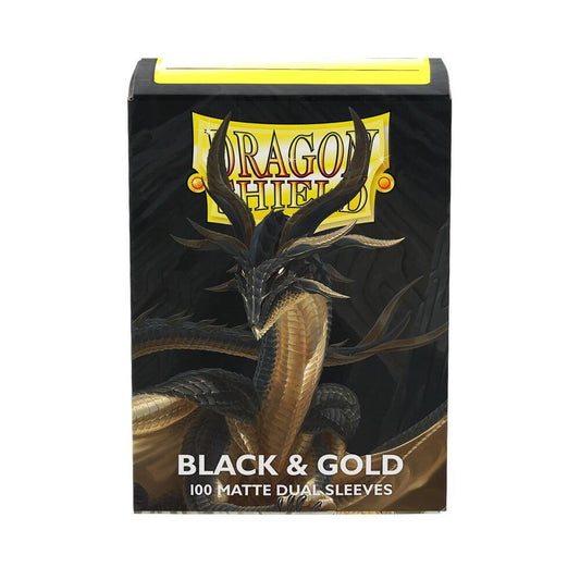 Dragon Shield Standard Size Sleeves Black & Gold Dual Matte 100CT #15069