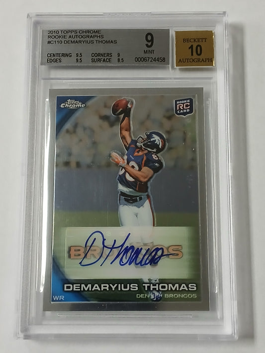 2010 Topps Chrome Demaryius Thomas Rookie Auto Beckett 9 AUTO 10