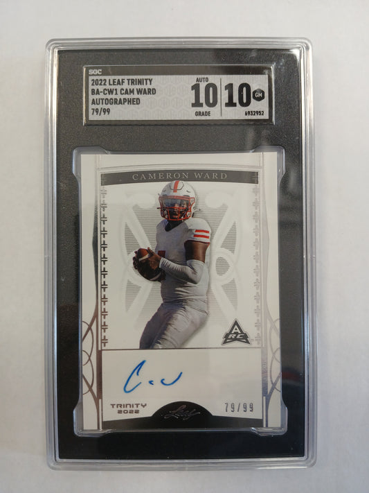 2022 Leaf Trinity Cameron Ward Rookie Auto #/99 SGC 10 Auto Grade 10